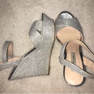 Sparkly high heeled wedges